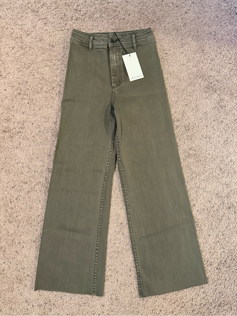 NEW Wide-Leg High-Rise Jeans in Olive Green - Women